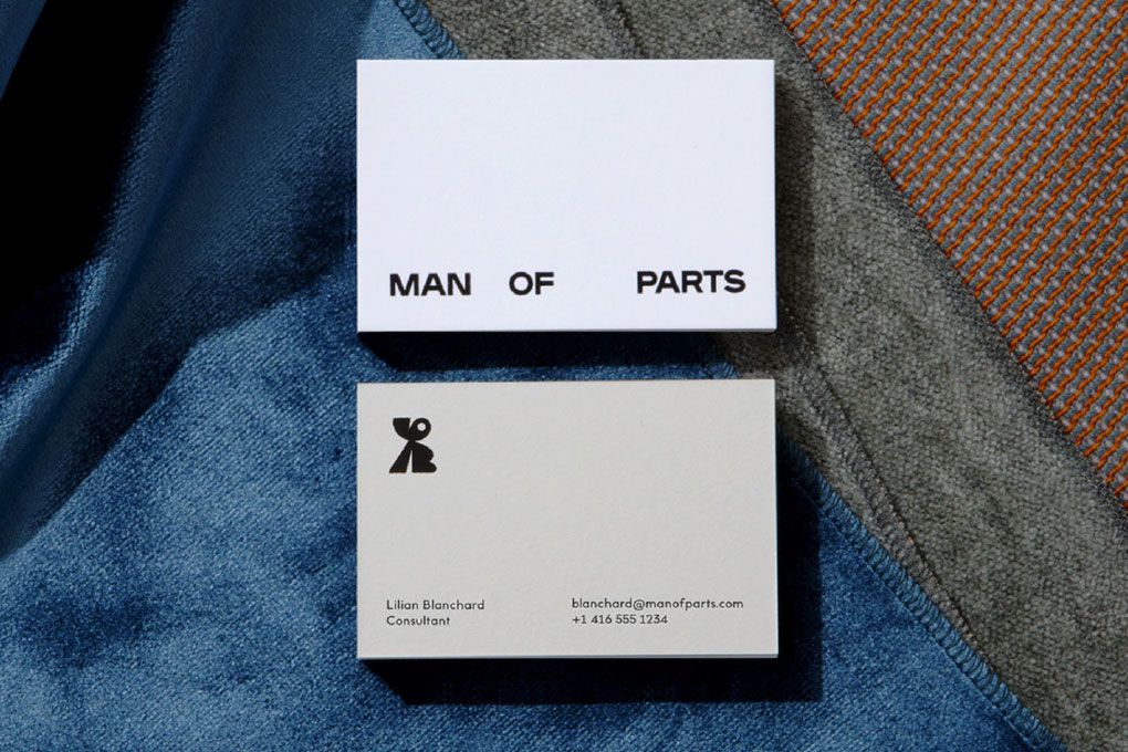 Man of Parts business cards front and back