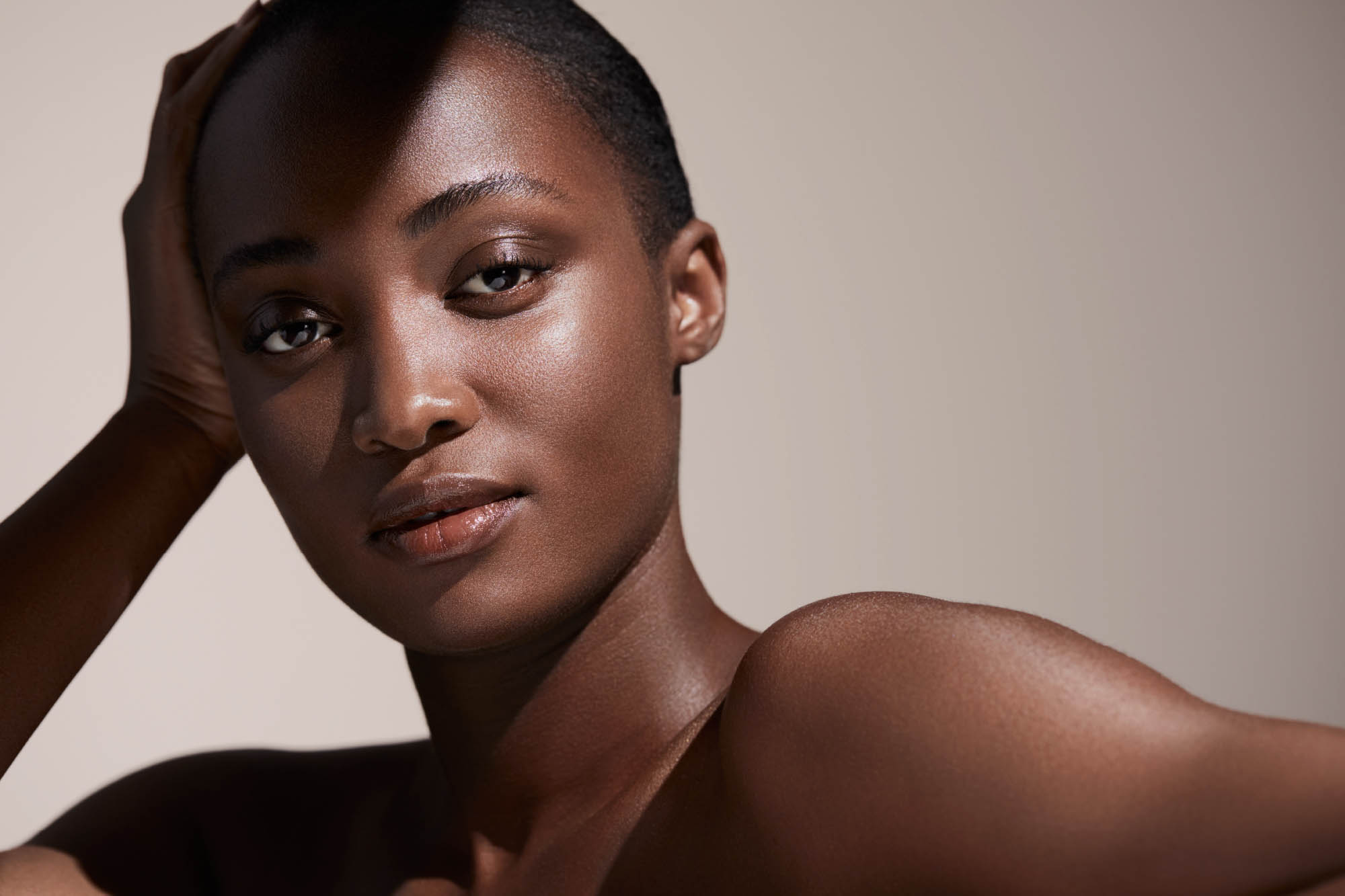 Photo of a female model with glowing skin